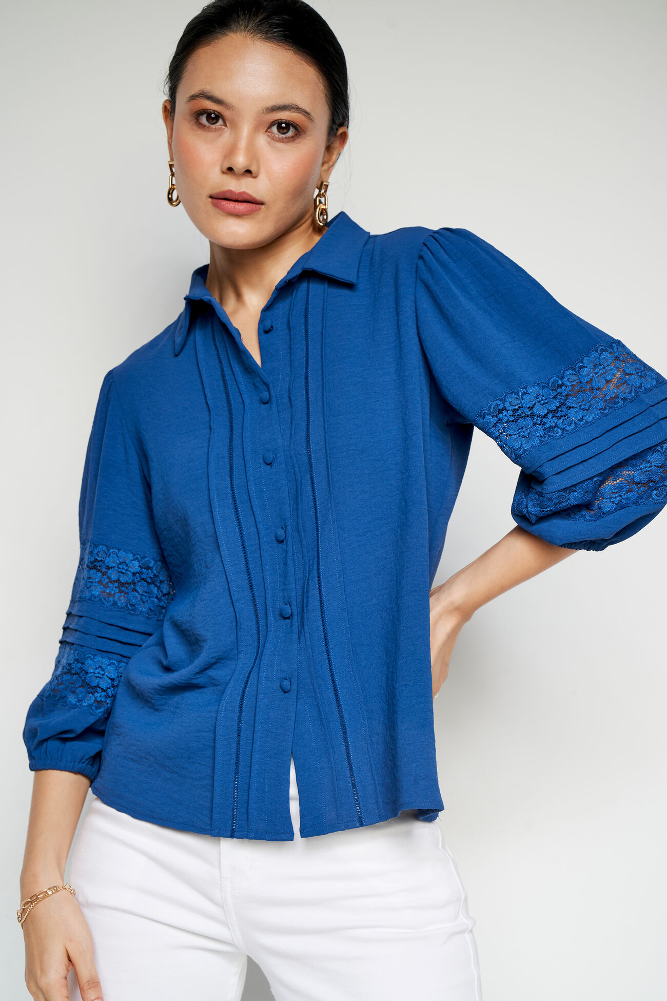 Eve Solid Straight Top, Navy Blue, image 1